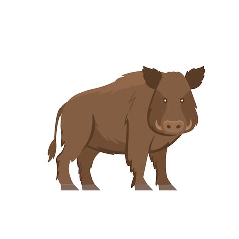 Premium Vector Cartoon Boar On A White Background Flat Cartoon