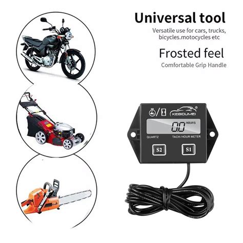 Kebidumei Digital Engine Tach Hour Meter Waterproof Tachometer Gauge ...