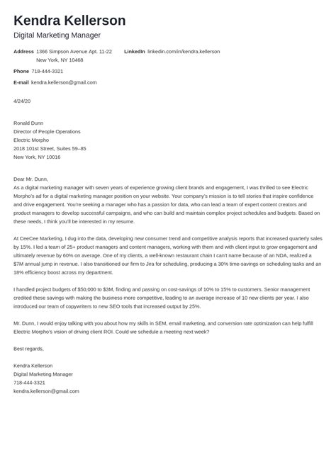 Digital Marketing Cover Letter Examples And Writing Guide