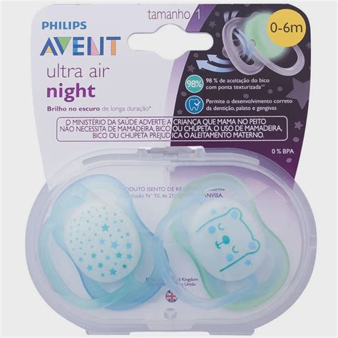 Chupeta Ultra Air Dupla Night Time Meses Menino Avent No Shoptime