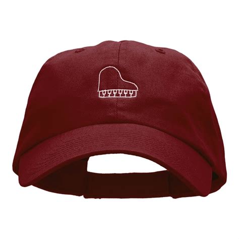 Piano Top View Embroidered Low Profile Dyed Cotton Twill Cap Wine