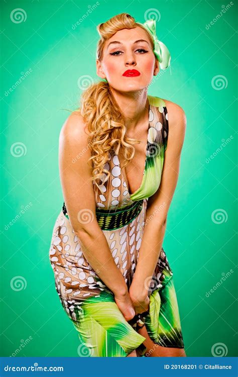 Sensual Woman With Blonde Hair Pin Up Style Stock Image Image Of Dress Beauty