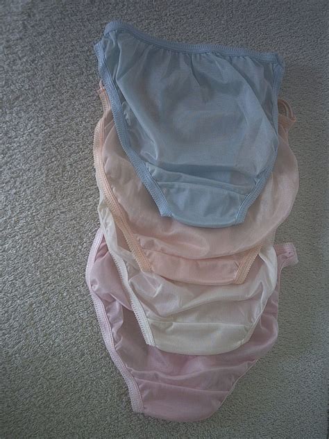 Girls Cute BABY BLUE Retro Silky ALL NYLON String Bikini Panties Tanga