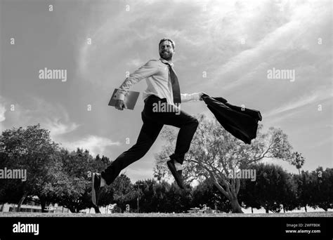 Fast Business Concept Running Businessman Ready To Run Jump And Sprint