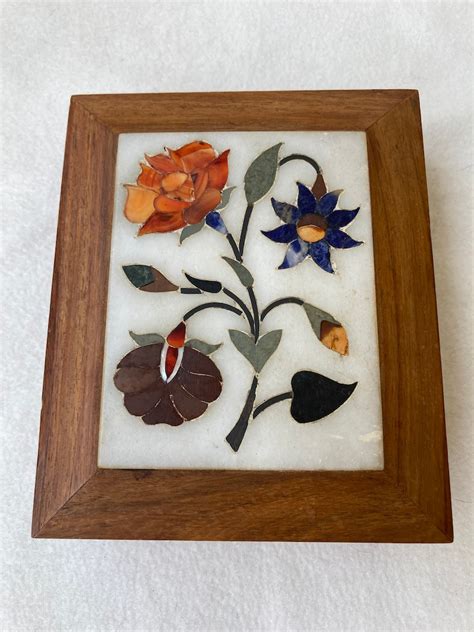 Vintage Italienische Marmor Pietra Dura Holz Intarsien Blumen Etsy De