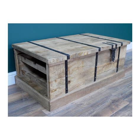 Table Basse Coffre Bar Vin En Bois Massif