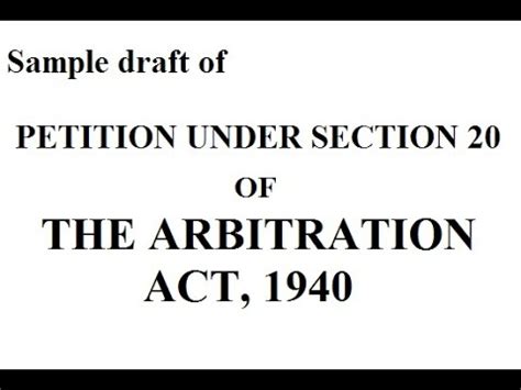 Petition Under Section 20 Of Arbitration Act 1940 Legal Drafts