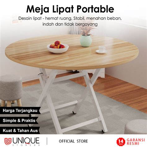 Meja Lipat Bulat Diameter 60cm Minimalis Kaki Silang Bahan Besi