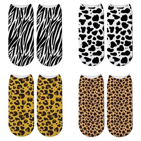 Модные 3D принты животных кожи носки с зеброй женские леопардовые ...