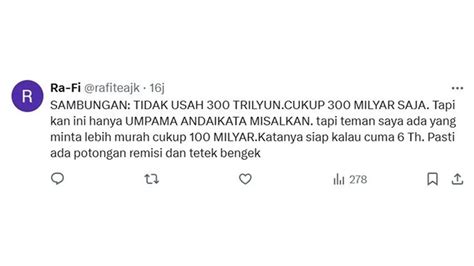 6 Cuitan Netizen Beri Kami 300 T Kami Siap Dipenjara 6 Tahun Bentuk Protes Hot Liputan6