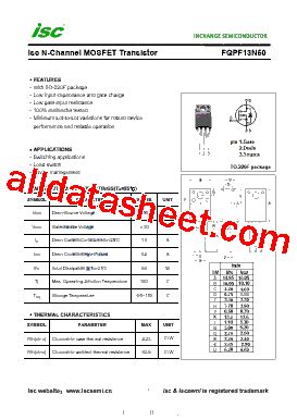 FQPF13N50 Datasheet(PDF) - Inchange Semiconductor Company Limited
