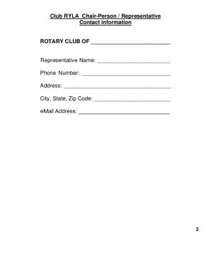 Fillable Online Rotary Youth Leadership Awards Owego Rotary Club Fax