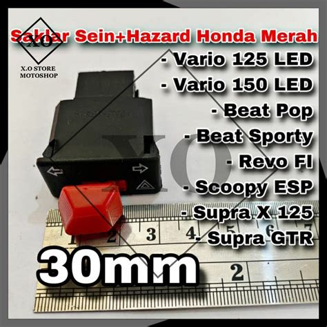 Jual Tombol Saklar Sein Sen Sign Hazard Honda Merah Ukuran Mm