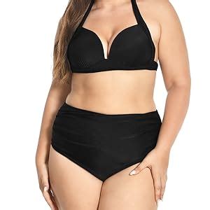 Dowskwx Damen Bikini Set Push Up Zweiteiliger Badeanzug Neckholder Bademode Mit Hoher Taille