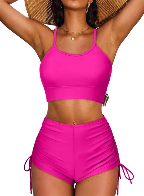 Shewin Women S Bikini Sets Two Pieces Bathing Suits Criss Cross Top Swimsuits High Waisted