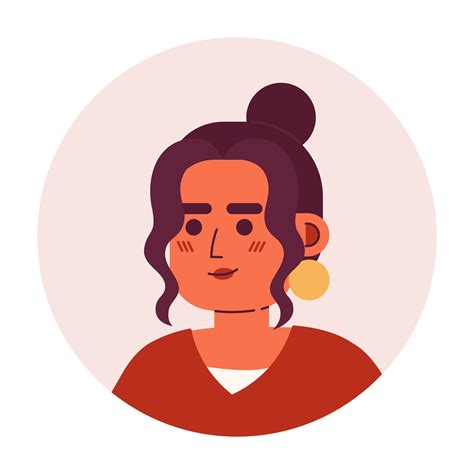 Top Knot Bun Latina Pretty Smiling D Vector Avatar Illustration Headshot Hispanic Woman Big