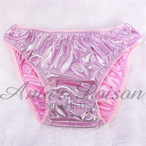 Anias Poison Full Bikini Cut PINK Soft Foil Satin Lined SISSY Metallic Panties For Men MANTIES