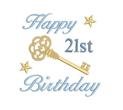 21st Birthday Embroidery Design 21st Birthday Key Key to the | Etsy ...