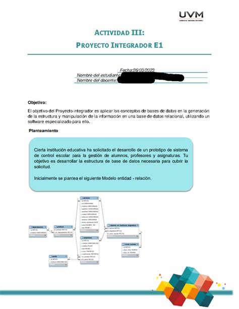 Bases De Datos A3 Actividad Iii Proyecto Integrador E Fecha 26 03