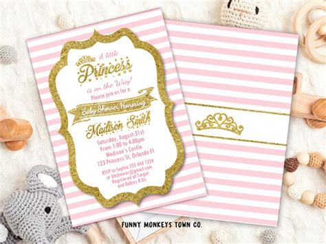 Editable Princess Baby Shower Invitation Royal Pink And Gold Etsy