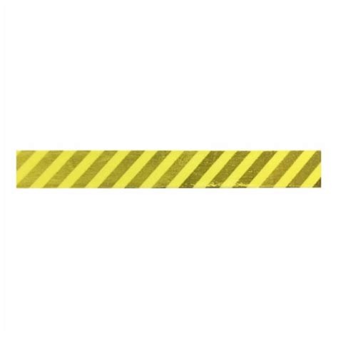 Wrapables Washi Masking Tape Metallic Gold Diagonal Stripes On Yellow