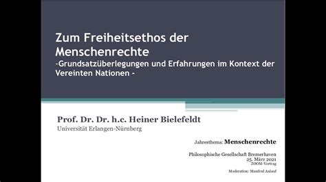 Vortrag Prof Dr Dr H C Heiner Bielefeldt Menschenrechte