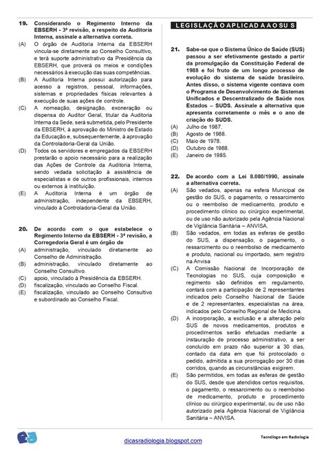 Provas Antigas Ebserh - DICAS DE RADIOLOGIA - Tudo Sobre Radiologia: PROVAS EBSERH TECNÓLOGO EM ...