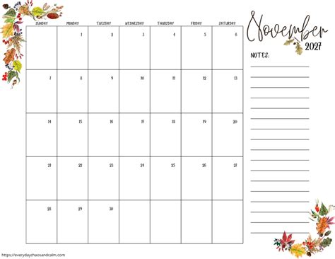 Free Printable November 2027 Calendars