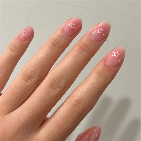 Star Gradient Pink Blush Nails Short Gel Nail Inspo En 2023 Manicura