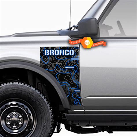 Pair Ford Bronco Badlands Side Style Side Panel Сontour Map Vinyl Decal Sticker Graphics 2 Colors