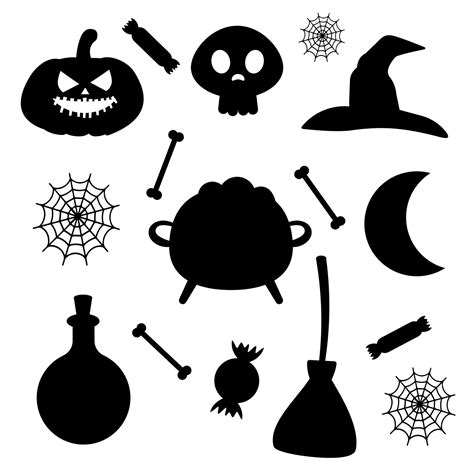 Set of Halloween Silhouettes. Vector illustration 13381440 Vector Art ...