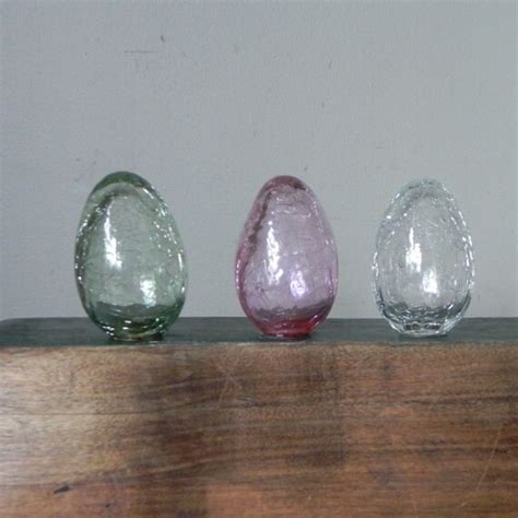 Vintage Crackled Glass Eggs Mid Century Home Decor Collectible