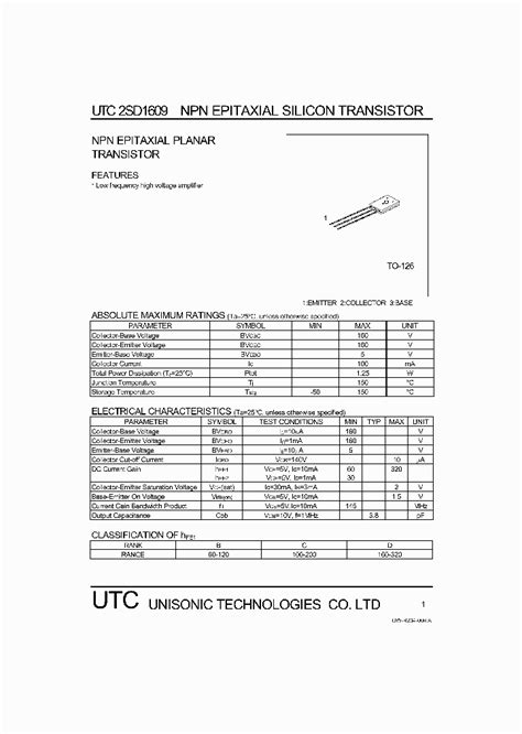 2SD1609_1188464.PDF Datasheet Download --- IC-ON-LINE