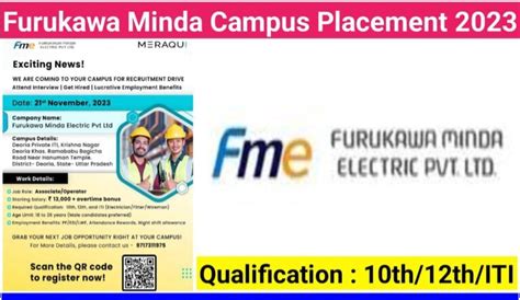 Furukawa Minda Electric Campus Placement Associate Operator