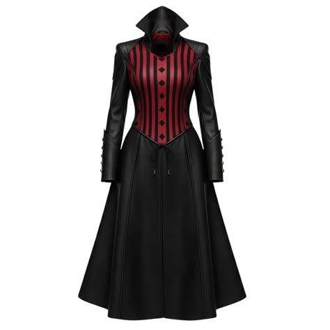 Womens Gothic Leather Trench Coat Steampunk Vampire Jacket