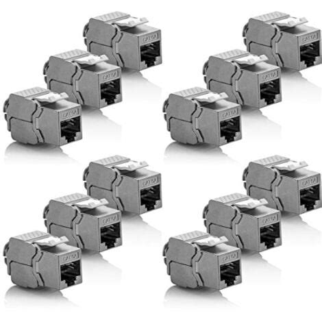 12x Keystone Module CAT 6a Jack Shielded STP RJ45 Connector