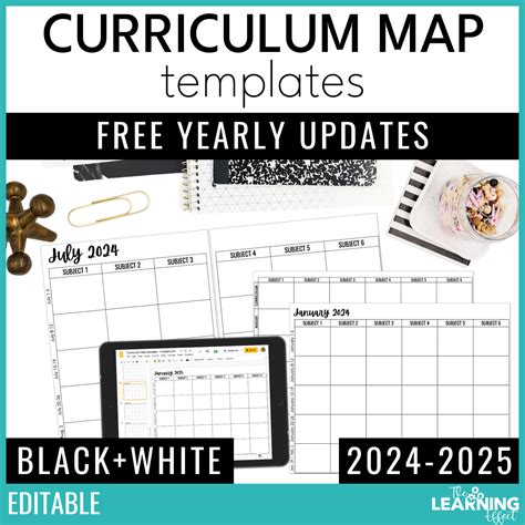 Editable Curriculum Map Template And Pacing Guide Black White