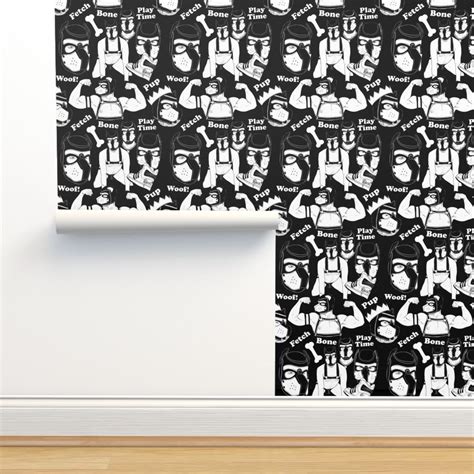 Bdsm F Tiche Gay Harnais Cuir Masque Chiot Papier Peint Spoonflower