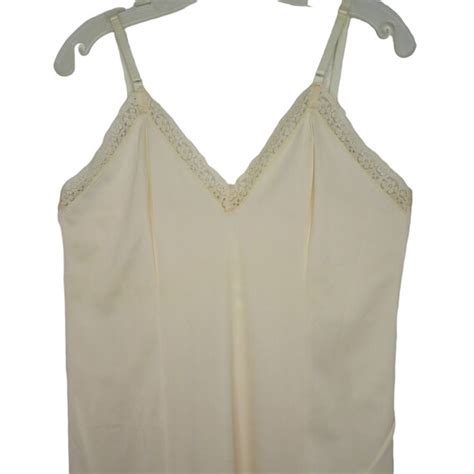 Vintage Maxi Nylon Slip Dress Slip Dress S Nude Lace Gem