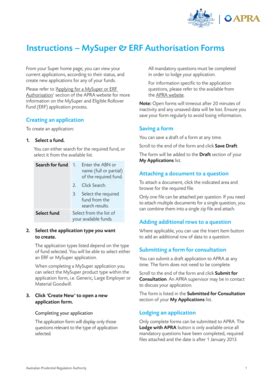 Fillable Online Apra Gov Instructions Mysuper Erf Authorisation Forms