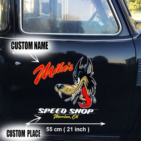 2 Pcs Personalized Hot Rod Garage Speed Shop Kustom Kultrure Old School For Truck Window Big