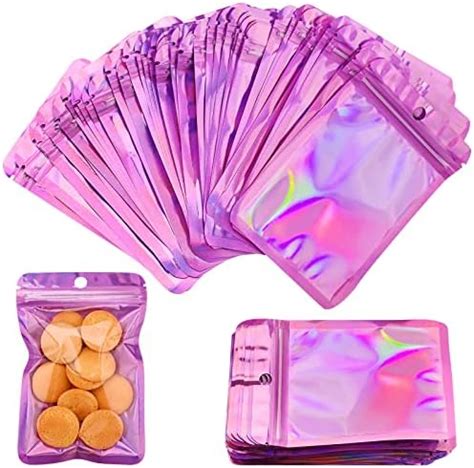 Mylar Foil Ziplock Bags Pcs Resealable Smell Proof Food Storage Bags