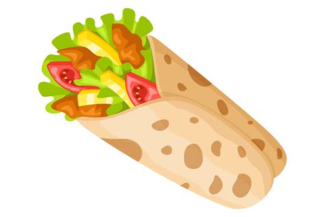 Burrito Cartoon Icon Mexican Wrap Fast Graphic By Ladadikart