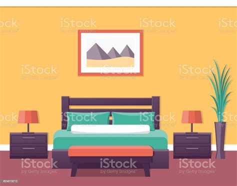 Interior Kamar Hotel Ilustrasi Vektor Ilustrasi Stok Unduh Gambar