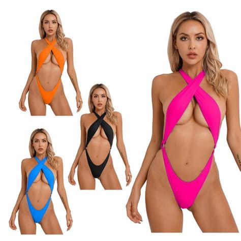 High Cut Sexy One Piece Bikini Thong Swimsuit Monokini Swimwear Leotard