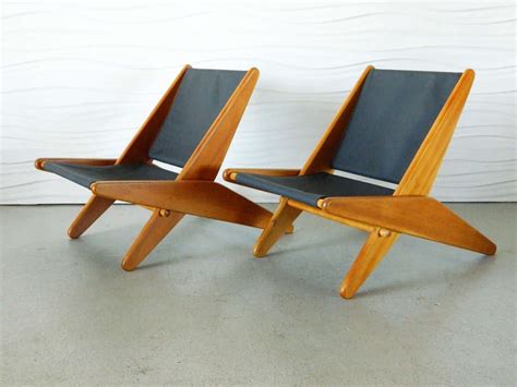 Pair of MId-Century Canvas Folding Chairs at 1stdibs