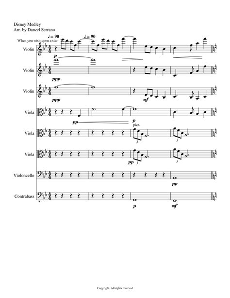 Disney Medley Dezioxmusic Sheet Music For Violin Viola Woodwinds