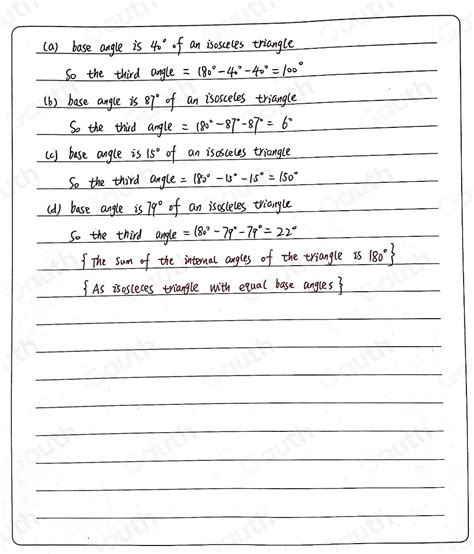 Solved For Each Of The Following The Given Angle Is The Base Angle