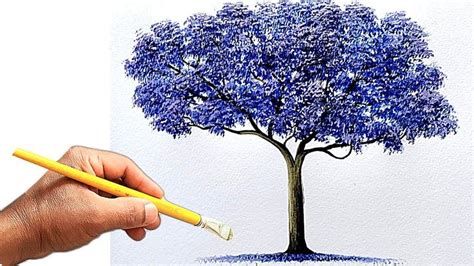 Como Pintar Árvore Azul How to Paint blue tree Blue tree Painting