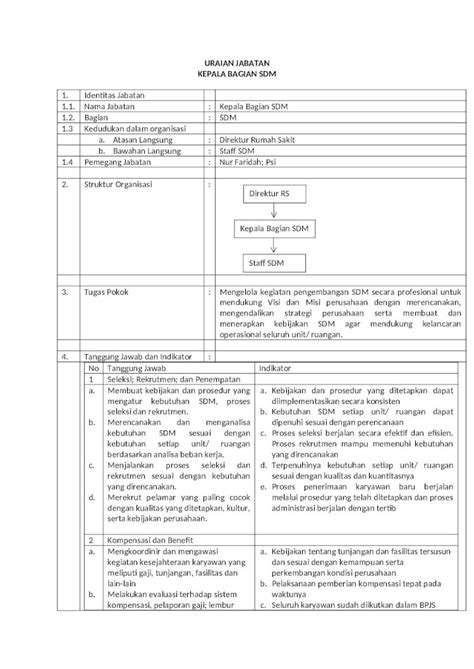 Docx Uraian Jabatan Manager Sdm Draft Dokumen Tips